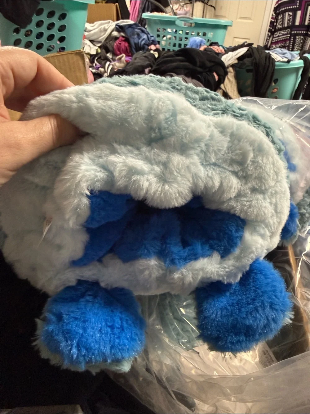 Reversible Plush Dinosaur Headband - Blue, Gray - Source Unknown